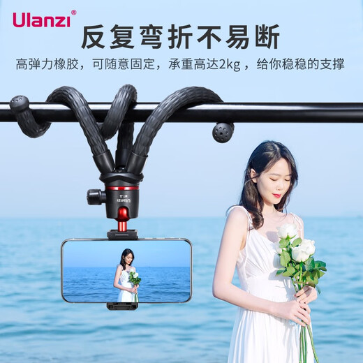 Youbamboo [Ulanzi] MT-11 Octopus Camera Tripod Lazy Mobile Phone Stand Multi-function Selfie Stand Live Douyin Outdoor Travel Portable Photography Artifact MT-11 Octopus Camera with Mobile Phone Clip [Black]
