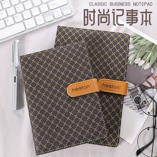 Xitong High-End B5 Notepad Leder Retro Business Office Schreibweichleder Notebook mit Schnalle Creative Dicked Tagebuch kleines Notizbuch A6/48K-826 Schwarz