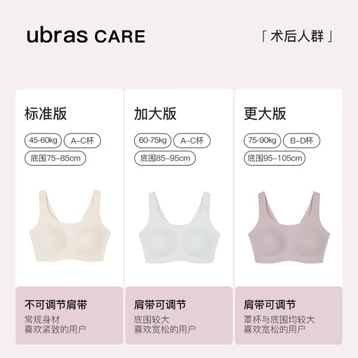 Ubras care round neck can be used as a detached breast vest bra, comfortable underwear for women, postoperative comfort basic style, orchid smoke color 2XL