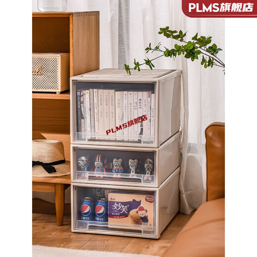 Boîte de rangement d'eau et de rangement musculaire Type de tiroir en plastique Boîte de rangement transparent Boîte de rangement Boîte de rangement de garde-robe [3523] (longueur 47 * Largeur 35 * Hauteur 23cm) Trois packages de grande valeur (transparent)