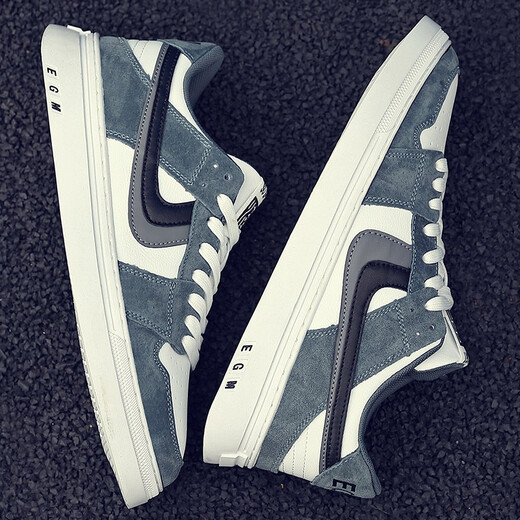 
New casual and handsome Hong Kong style breathable versatile shoes Korean style trendy high-top trendy shoes student height-enhancing fashion white shoes 6210 four-season model blue 43