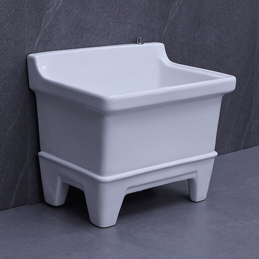 Shantou Lincun Ceramic Mop Pool Balcony Mop Pool Large Square Mop Basin Desktop Controlled Automatic Drainer Mop Pool Desktop Controlled 60cm Backrest