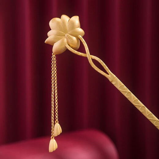Kamalun (KAMALUN) lotus silver hairpin, ancient style tassels, Hanfu updos, cheongsam hairpin headdress, 520 birthday gift for girlfriend and wife, golden hairpin for girlfriend and wife on Valentine's Day