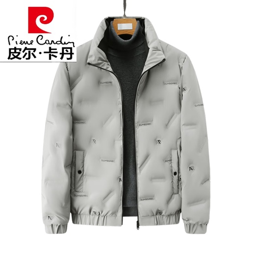 皮尔卡丹（pierre cardin）轻薄立领羽绒服男短款休闲潮流秋冬季商务保暖鸭绒外套针织 白色 17080斤-95斤