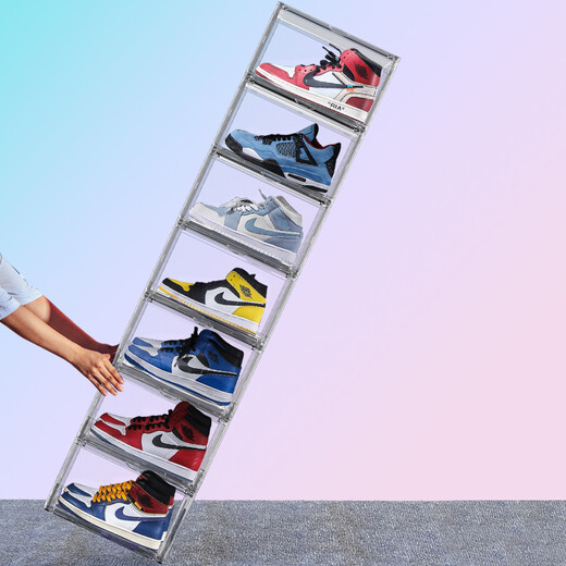 OMANTI shoe box acrylic shoe cabinet dust-proof and moisture-proof AJ high-top shoes magnetic side opening figure collection display shoe box storage magnetic side opening transparent shoe box 1 piece