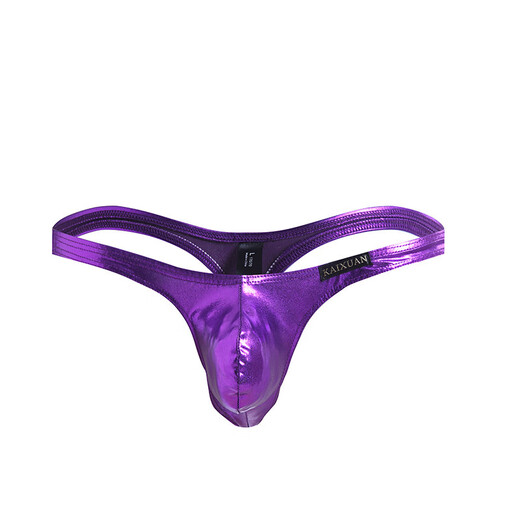 Pleasing men's underwear low-waisted sexy U-convex sexy imitation leather men's underwear low-waisted T-pants men's thong gold M