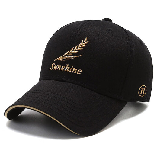 Pengjing Hut Männer und Frauen Four Seasons New Baseball Cap Korean Style Trendy Outdoor Outdoor Casual Fashion Feder besticktes vielseitige Baseballmütze Federschwarz