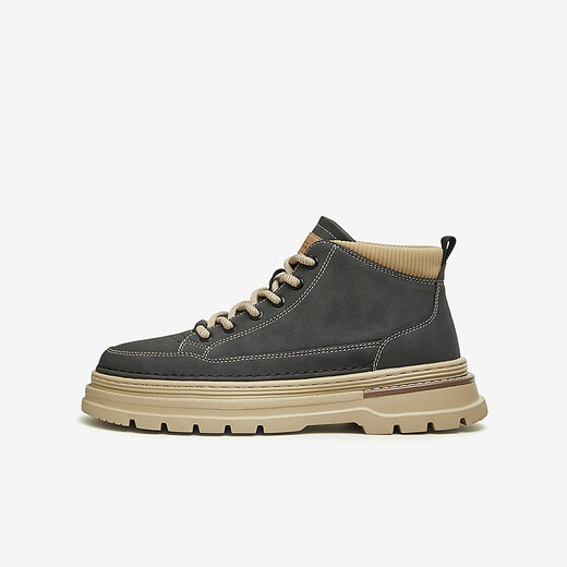 Bestou winter new outdoor sports and casual Martin boots work boots thick sole height-enhancing men's short boots 1115JDM3 black 40