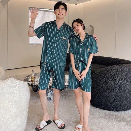 Yiman'an -Paar Pyjamas für Frauen in Sommereiseisen -Shorts Shorts Summer Home Clothing Koreanische Version Plus Größe Frauenpaar Anzug 9197 Weiße L Männer