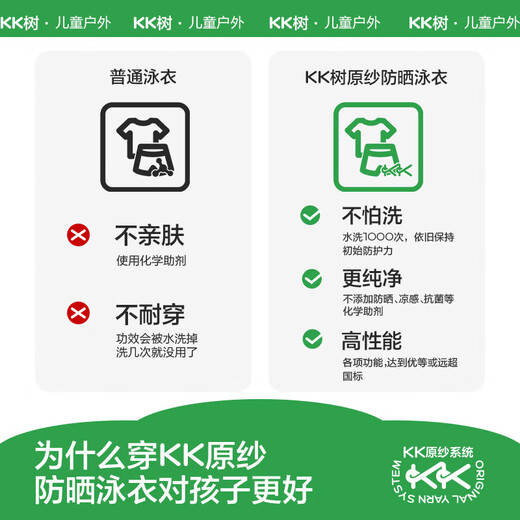 Kocotreekk树儿童泳衣连体原纱防晒男童抗菌耐氯女孩长袖游泳宝宝夏季