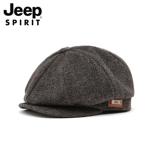 吉普（JEEP）轻奢新款贝雷帽男女休闲礼帽户外遮阳保暖帽子春夏加厚 咖色 不可调节(保证)