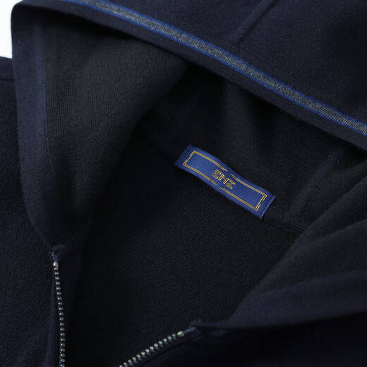 
EMZ Ordos [ultra-light wool] Men's cardigan jacket casual knitted long-sleeved short hooded cardigan Navy M 170/88A