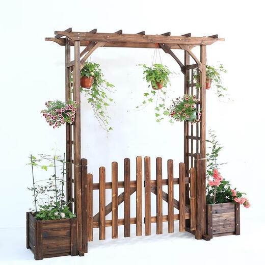 Puerta al aire libre con puertas en el patio, puertas de cerca de madera anticorrosión en el jardín, puertas de madera de doble madera en las puertas de madera maciza de madera, puertas de cerca con columnas 12050 blancas
