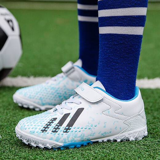 Tangcun Football Chaussures pour enfants tf ongles brisés Velcro pour garçons et filles Élèves de l'école primaire professionnels Formation de tailles pour enfants de taille spéciale 6199 Bailan Velcro 29 Taille de chaussures de sport standard