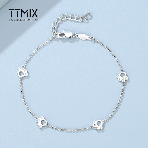 TTMIX cute cat claw platinum bracelet sweet pt950 platinum bracelet birthday gift for girlfriend 3.9-4.1g 16+3cm