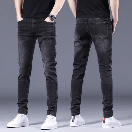 Lee Cooper Jeans transpirables de alta gama para hombres Versión coreana delgada Corea de alta gama Bosques largos Long Long Style y otoño 1049 Gray 28
