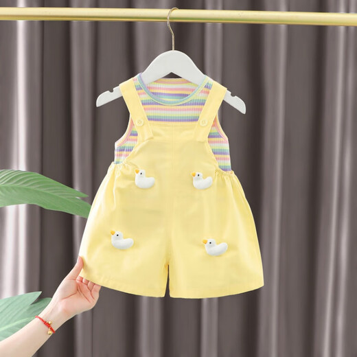 
G.DUCKKIDS little yellow duck children's clothing for women summer one-year-old clothes for babies 0-3 years old baby suit 5 children and girls two-piece set yellow 90 size 1 to 2 years old [80-90cm]