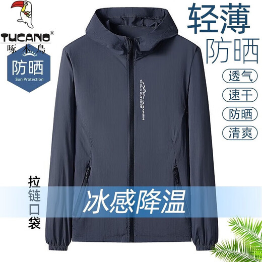 Specht Sonnenschutzkleidung Herren Sommerjacke Haut Kleidung Dünne Jacke neuer Eisdraht atmungsaktiven Outdoor -Fischerei dunkelblau 2xl