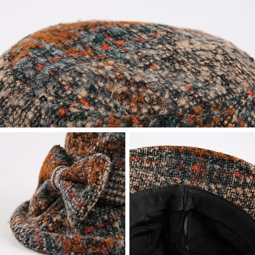 SOMUBAY (SOMUBAY) middle-aged and elderly mother hats for women, autumn and winter warm old ladies and grandmothers, woolen casual basin hats for spring and autumn, khaki color, one size adjustable (56-58CM)