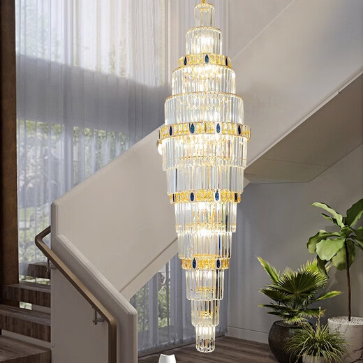 Shilan Villa Wohnzimmer Kristall Lampe Hotel Lobby Großer Kronleuchter Duplex Gebäude Hohllicht Luxus-Spiraltreppe Langes Kronleuchter 6626 Durchmesser 70*250 cm-treie Farbenfarbe Licht