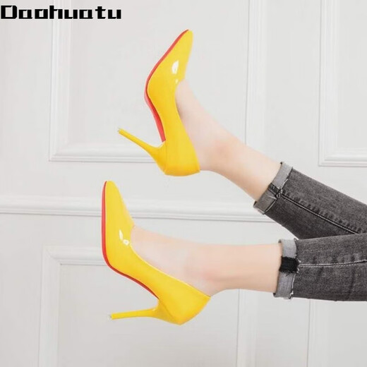 Daohuatu 45 large size men's shoes 20 autumn new pointed toe stiletto sexy women's high heels cross-dressing transvestite 43 gold 10cm 44