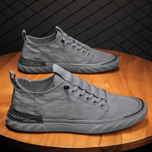 
Fashion men's shoes Korean casual shoes old Beijing canvas shoes fisherman shoes lazy people stomp flat shoes W838 gray 41