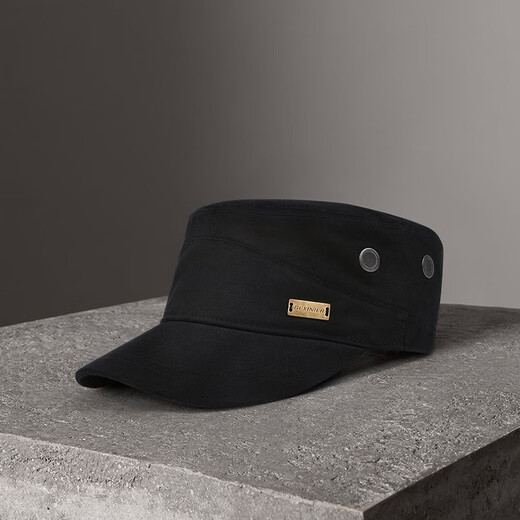 Goshnier Hat Men's Winter Peaked Hat Trendy Autumn and Winter Military Cap Fashion Flat Top Hat Men's Casual Retro Baseball Cap Spring and Autumn Women F1 Four Seasons Black One Size