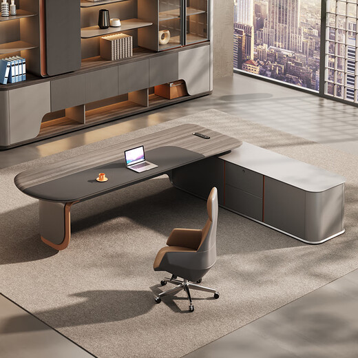 Jiazhi Boss Desk Simple Modern Leadership Executive Desk President Desk Chairman's Office Light Luxury Office Desk and Chair Combination E0 Micron Level New Technology 3.2 Meter Single Cabinet