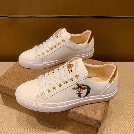 TUTORGOOSE men's low-top sneakers autumn new fashion versatile casual shoes men's light luxury trendy personality embroidery simple men's shoes white 41 one size larger than sports shoes