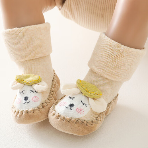 Chaussures pour bébé de Dragon enfantin bébé chaussures pour tout-petits antidérapantes chaussures de plancher intérieur mignon caricatures d'apprentissage des chaussures de marche et chaussettes printemps et d'automne modèle amélioré résistant [kaki vertical] 1 paire, 12 cm de longueur, recommandée 6-12 mois