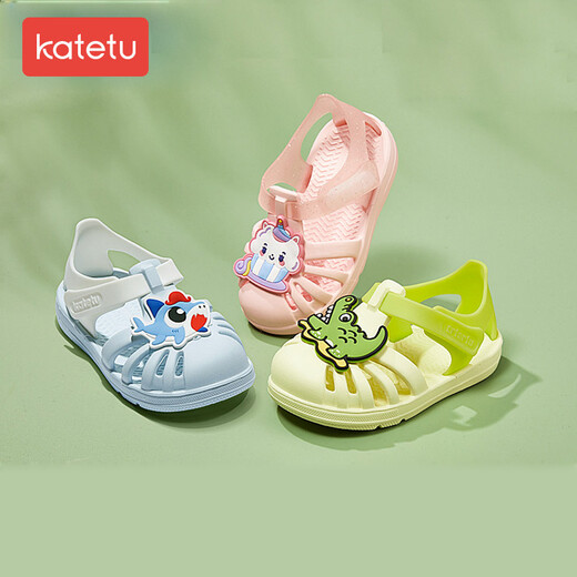 Carter Rabbit toddler shoes for boys, summer water play shoes, soft-soled girls' slippers, non-slip quick-drying beach shoes, cartoon hole shoes, lime, inner length 16cm, size 26 suitable for feet 15.5