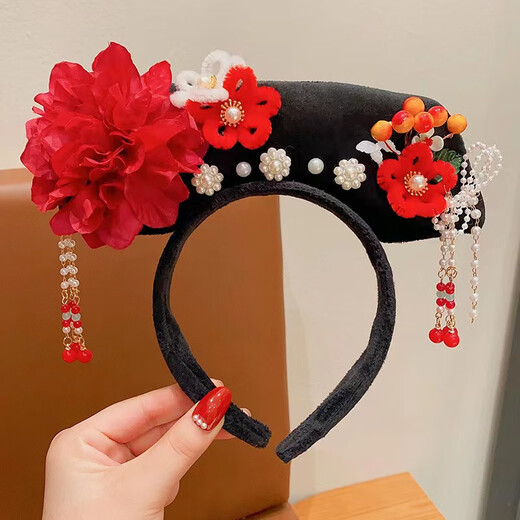 Yinmi (ENRMIIV) Imperial Concubine's Palace Style Hairband Queen Zhen Huanzi Hanfu Headwear Flag Head Retro Headband Hairpin Female 6# Niu Hulu Zhen Huan Hairband (Pink)