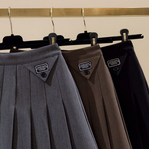 Mumuwu (mumuwu) girls pleated skirt JK skirt western style 2025 new spring, summer, autumn and winter college style children's aA-line skirt trendy black skirt suit fabric size 160 recommended height 150cm