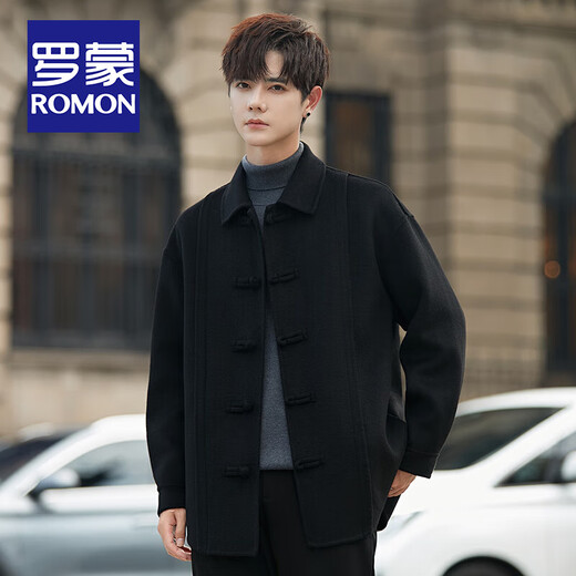 罗蒙（ROMON）新中式羊毛呢大衣男衬衫外套男士秋冬季短款非双面羊毛夹克男士 咖色 XL
