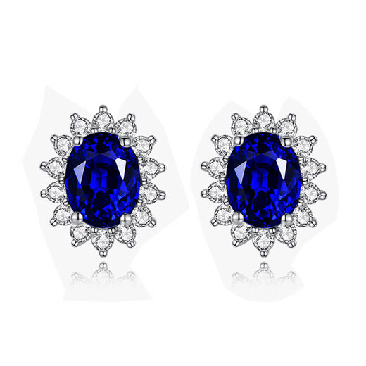 Fei Ge S925 Silver Jewelry Sapphire Stud Earrings for Women Simple Temperament Earrings Crystal Tourmaline Color Tanzanite Fashion Earrings Blue Earrings/Pair