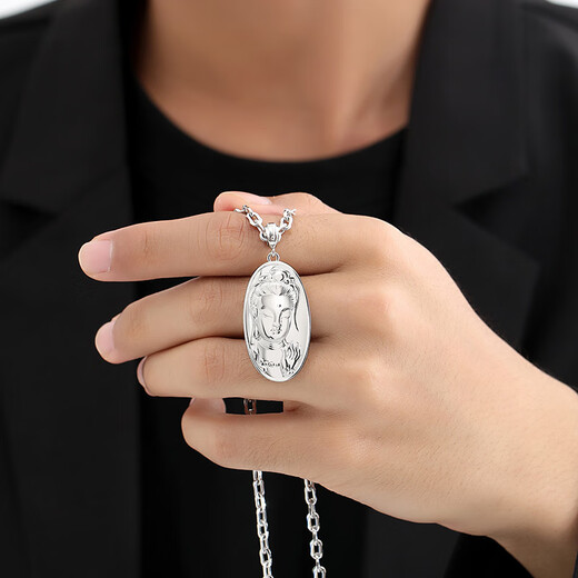 Miss JuJuPt950 Platinum Guanyin Bodhisattva Pendant Men's Three-dimensional Real Platinum Large Tag Pendant is about 19m wide and weighs 10.1-10.3 grams + comes with black leather rope