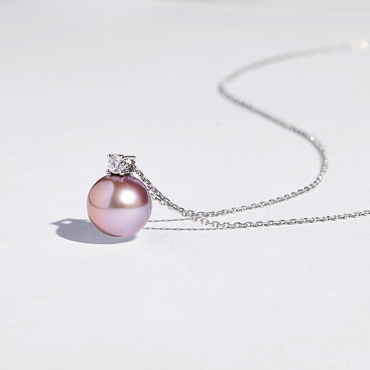 Tahiti Princess Style Pearl Pendant 18K Gold Edison Purple Freshwater Pearl Necklace 10 Points Moissanite + 925 Silver Chain Purple Edison 12-13mm
