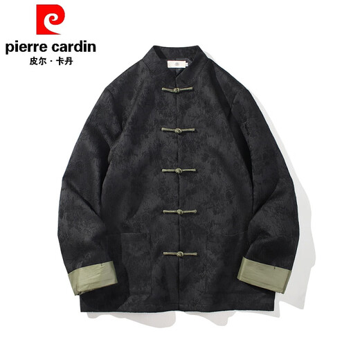 皮尔卡丹新中式唐装男中国风秋冬季长袖夹克复古盘扣汉服宽松大码男士外套 Y757杏色 XL 135-150斤