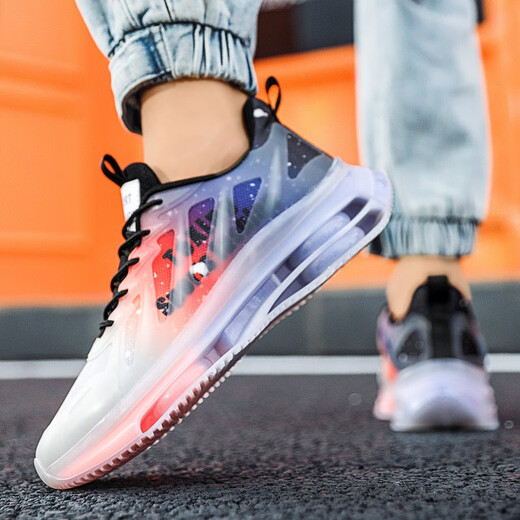 EXUELING men's shoes summer breathable cushion shock-absorbing large size men's shoes sports shoes for teenagers trendy running shoes heightened summer shoes for men TK757 gray orange 40 (250mm)