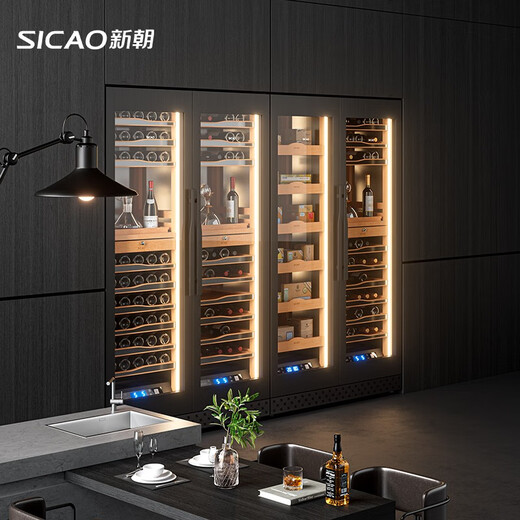 Xinchao (SICAO) red wine cabinet with constant temperature and humidity for home high-end custom villa commercial reception bar KTV storage beverage liquor wine home cellar display cabinet 900 GC900C wine cabinet + cigar cabinet 500L