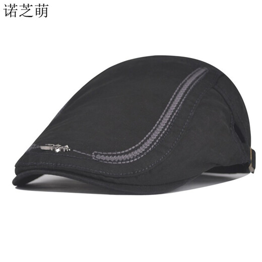 Nozhi Meng Simple Solid Color British Painter Hat Retro Casual Men's and Women's Beret Progressive Hat Baseball Cap NM490 Black One Size Adjustable Sides
