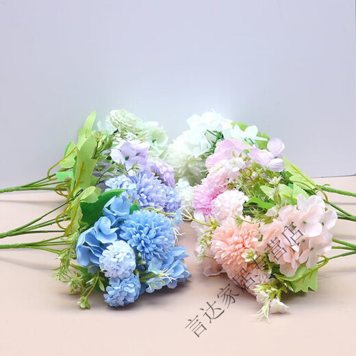 北欧仿真花束婚庆摆件客厅卧室仿真花插花装饰ins假花婚礼 【1束装】手捧绣球花香槟色