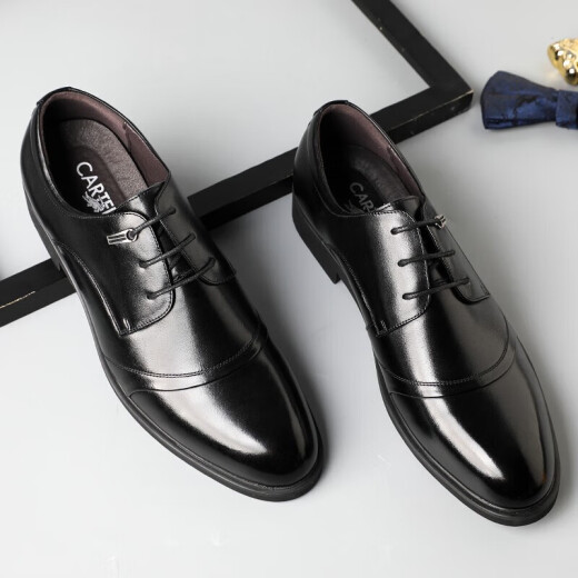 CARTELO crocodile leather shoes men's business British cowhide formal shoes versatile men's wedding shoes low-top shoes men 513 black 42