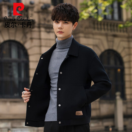 Pierre Cardin Wool Jacket Men's Woolen Coat Short Korean Style Spring and Autumn 2025 New Double-sided Nylon Jacket Men's Gray Green S Weight 110Jin Jin is equal to 0.5 kg or less