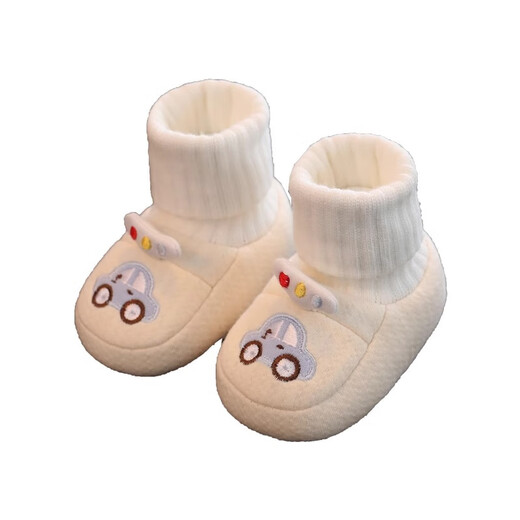 饰雯秋冬季婴儿鞋子加绒0-1岁宝宝软底不掉棉鞋保暖新生儿3-6到12个月 浅黄色小汽车(加绒) 11.5 95mm