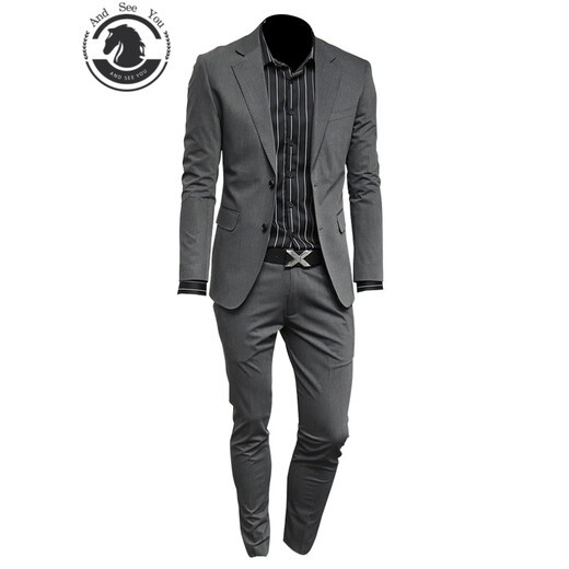 ANDSEEYOU trendy brand suit men Korean style business casual professional formal dress slim gray suit two-piece gray suit size 56 (remarks on pants) 165-180Jin Jin is equal to 0.5 kg