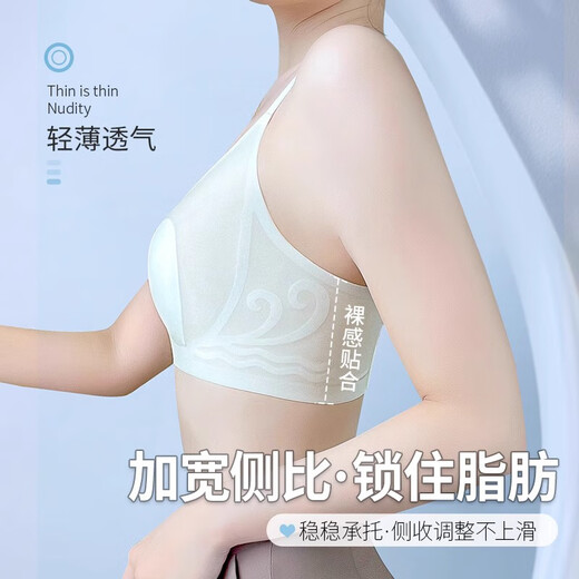 Langsha underwear for women in spring and summer cool ultra-thin big breasts showing small breasts breathable rabbit ears traceless ice silk bra
