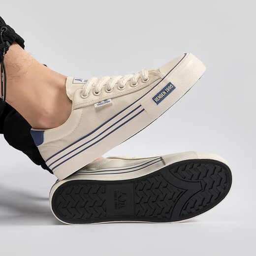 Zapatos para hombres Renminbi Zapatos de lona primavera Nuevos zapatos clásicos de bajo techo para hombres versátiles zapatos de tela casual transpirable para hombres beige-095 41 tamaño regular