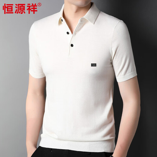 
Hengyuanxiang 100% wool short-sleeved men's lapel top sweater half-sleeved sweater HJ226 dark gray 175/92A