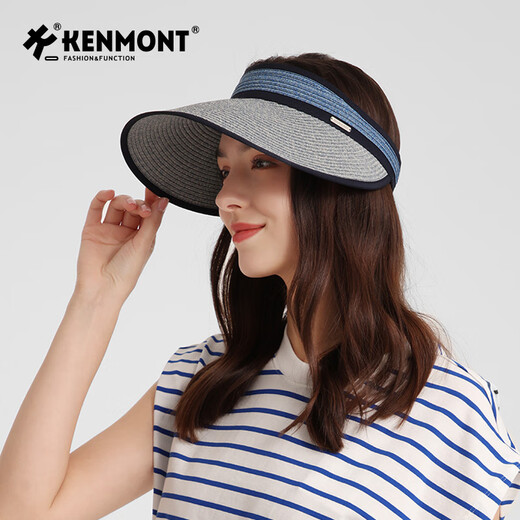卡蒙（Kenmont）春夏可折叠空顶蛋卷帽女沙滩出游轻量化防紫外线防晒草帽km-6061